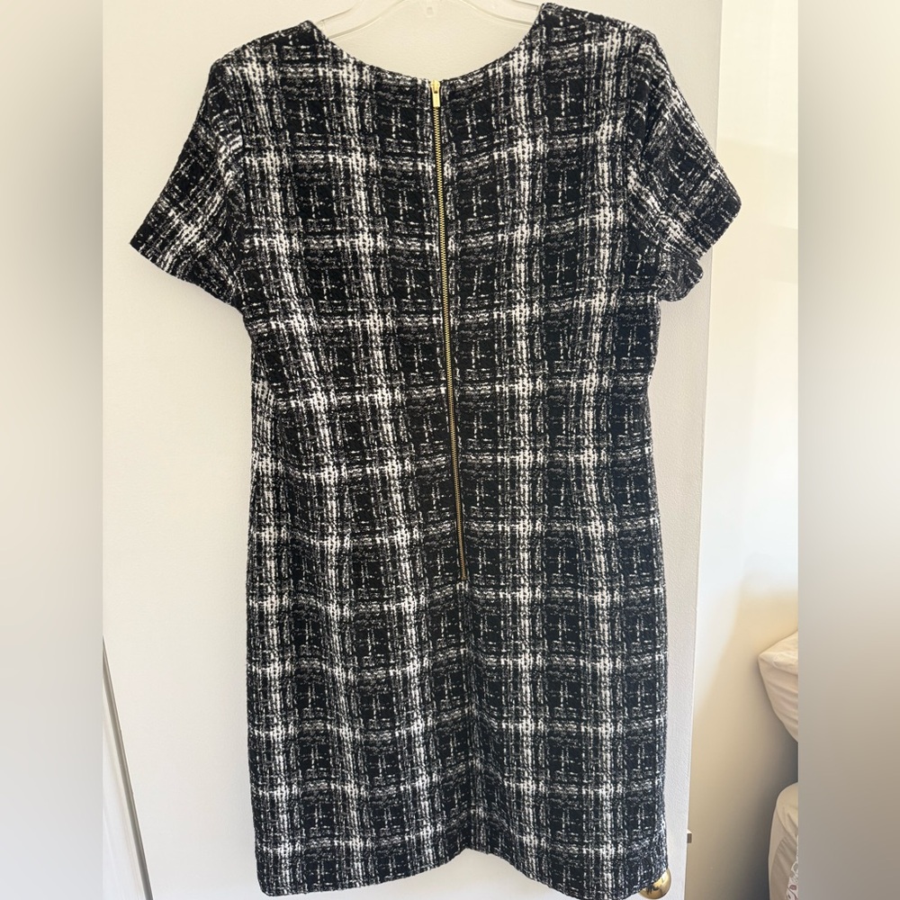 Calvin Klein black and white checkered midi dress - Picture 3 of 6